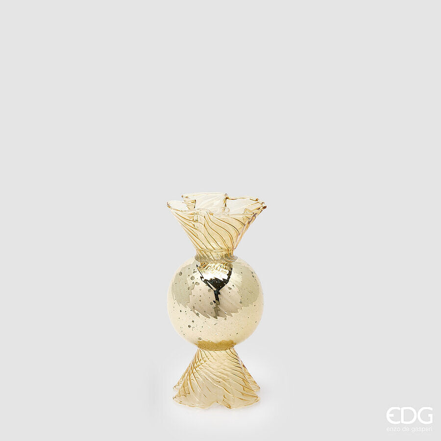 EDG Enzo De Gasperi Portacandela Caramella Gold H16 Ø8 cm – Decorazione di Natale
