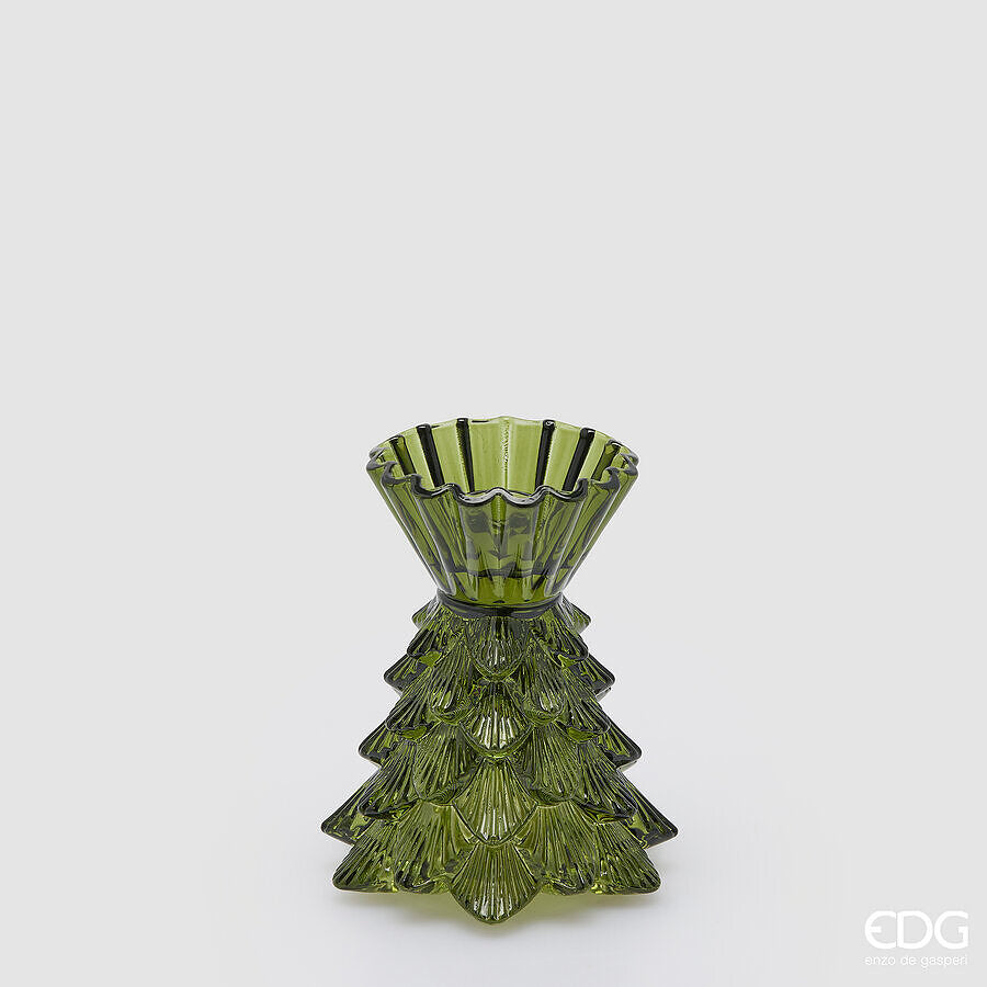 EDG Enzo De Gasperi Portacandela Pino Dark Green H14 Ø12 cm – Decorazione di Natale