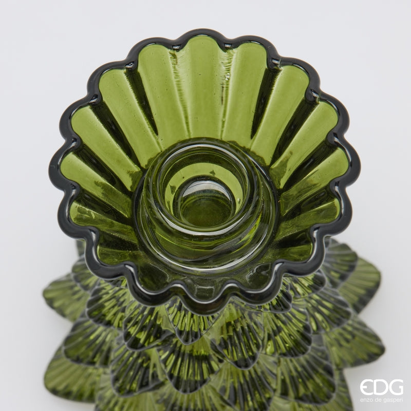 EDG Enzo De Gasperi Portacandela Pino Dark Green H14 Ø12 cm – Decorazione di Natale
