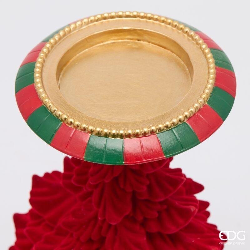 EDG Enzo De Gasperi Portacandela Pino Verde e Rosso H31 Ø19 cm – Decorazione di Natale