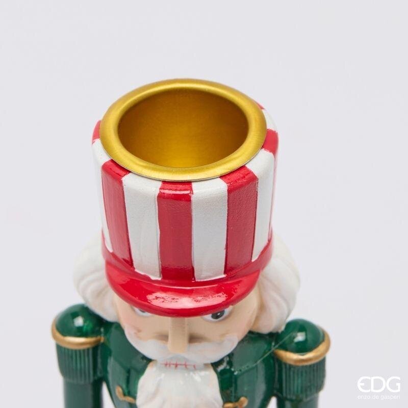 EDG Enzo De Gasperi Portacandela Soldatino Green Red H20 Ø10 cm – Decorazione di Natale