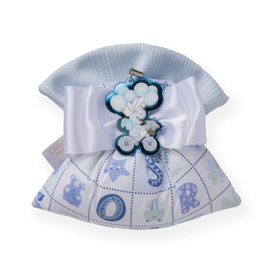 Creazioni per Enzo Sacchetto Bomboniera Baby Letterina Celeste 11x9 cm Portaconfetti Cf 10 pz