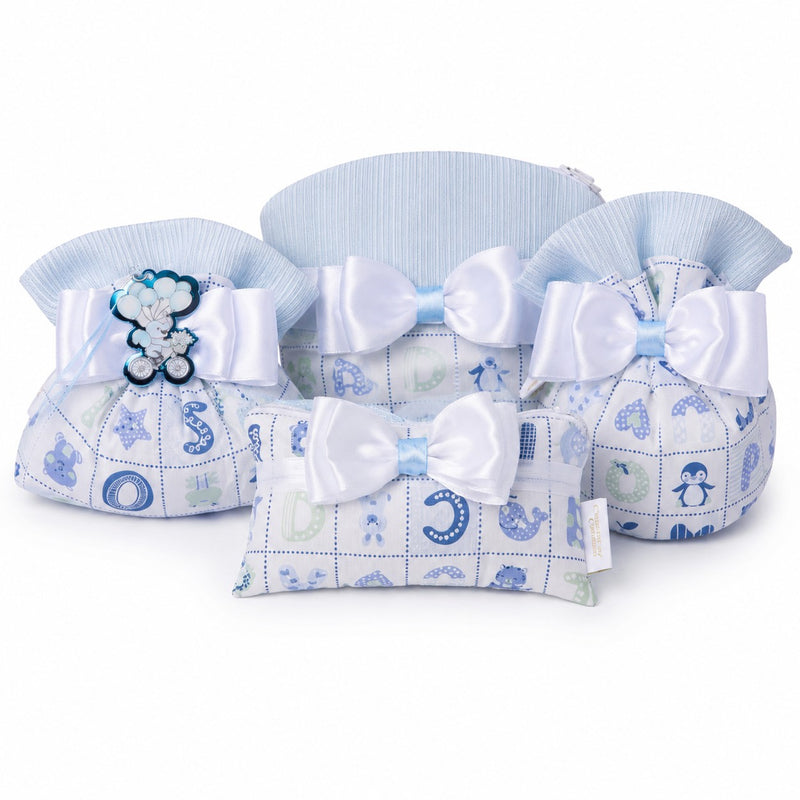 Creazioni per Enzo Sacchetto Bomboniera Baby Letterina Celeste 11x9 cm Portaconfetti Cf 10 pz