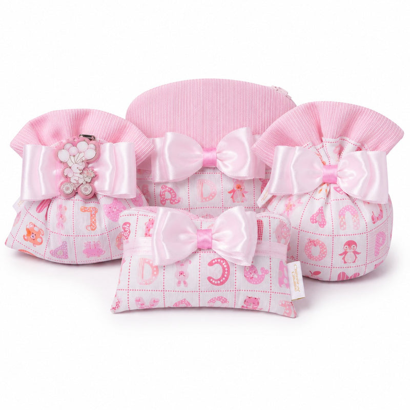 Creazioni per Enzo Sacchetto Bomboniera Baby Letterina Rosa 11x9 cm Portaconfetti Cf 10 pz