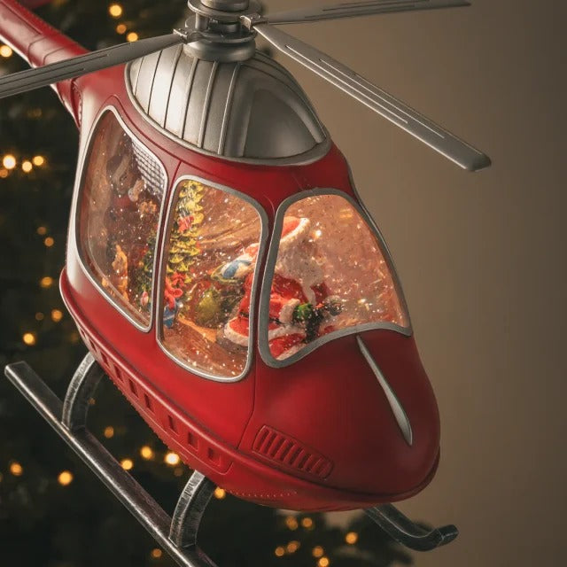 EDG Enzo De Gasperi Decoro Natale Elicottero H 23 Cm L 47 Cm L 10,5 Cm Musica Mov. Led Red