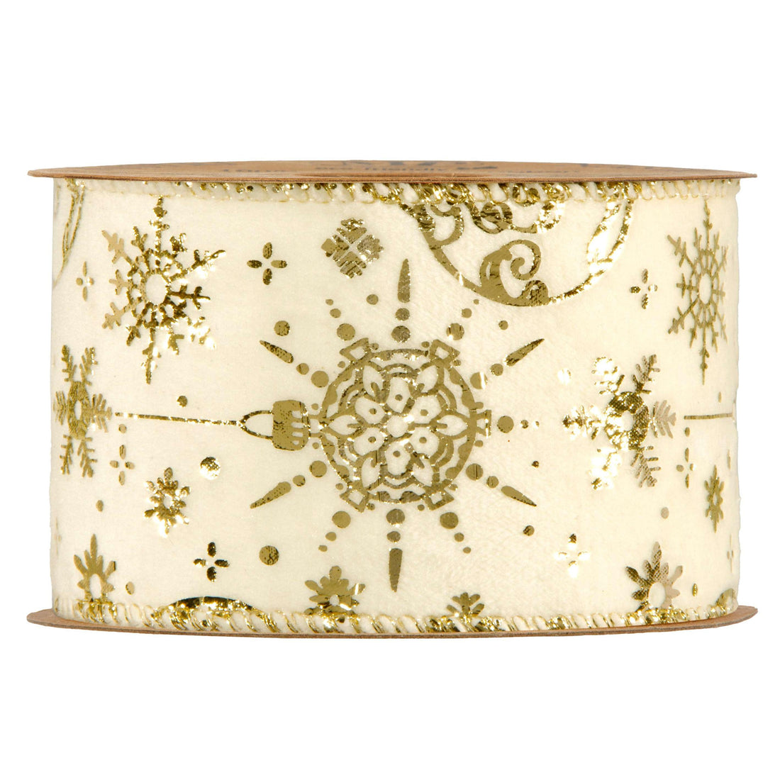 Piovaccari Nastro Natalizio Gold Baubles 63 mm x 10 m – Nastro Decorativo con Palline di Natale Dorate per Albero, Fiocchi e Confezioni Regalo