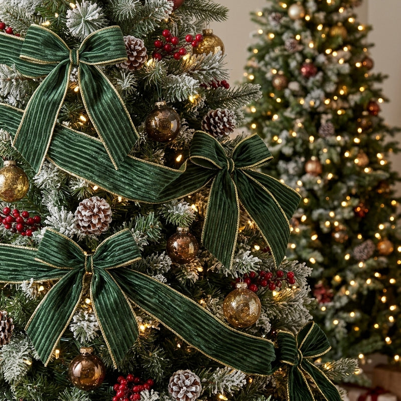 Piovaccari Nastro Velvet Stripes Verde Scuro 40 mm x 10 m – Nastro Natalizio in Velluto a Righe per Albero di Natale, Fiocchi e Confezioni Regalo