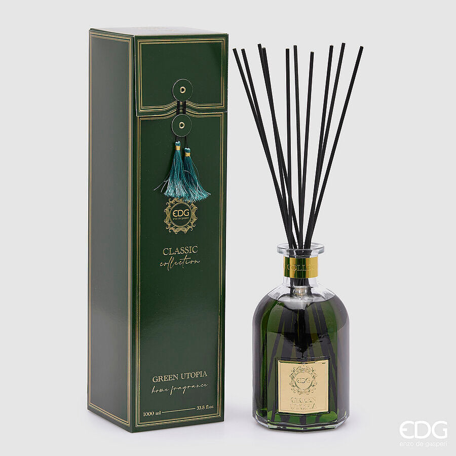 EDG Enzo De Gasperi Profumatore Bottiglia Classic 1000 Ml H 22 Cm D 12 Cm Green Utopia