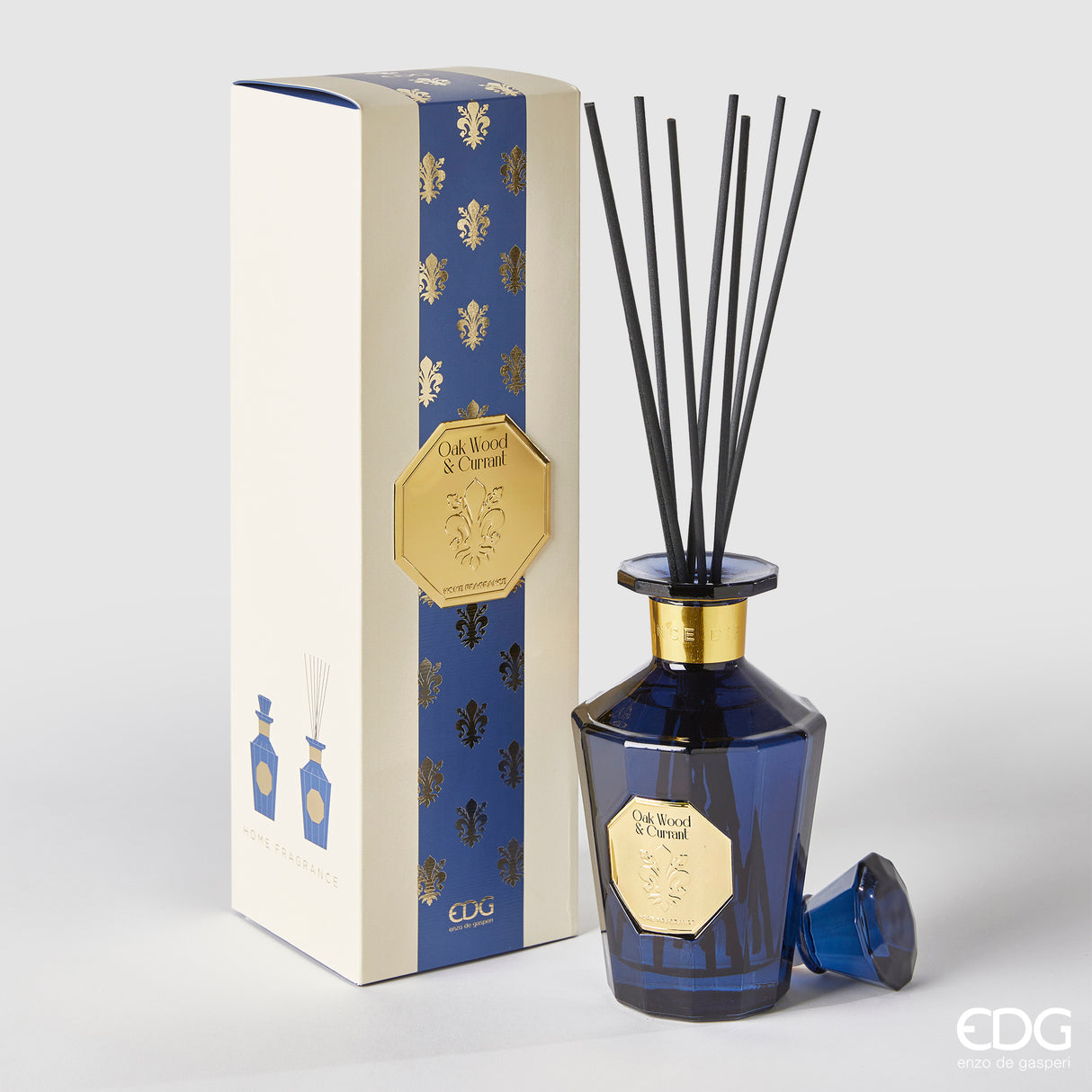 EDG Enzo De Gasperi Goldlily Bottle Fragrance Diffuser 500ml + H21 Oak Wood & Currant Sticks