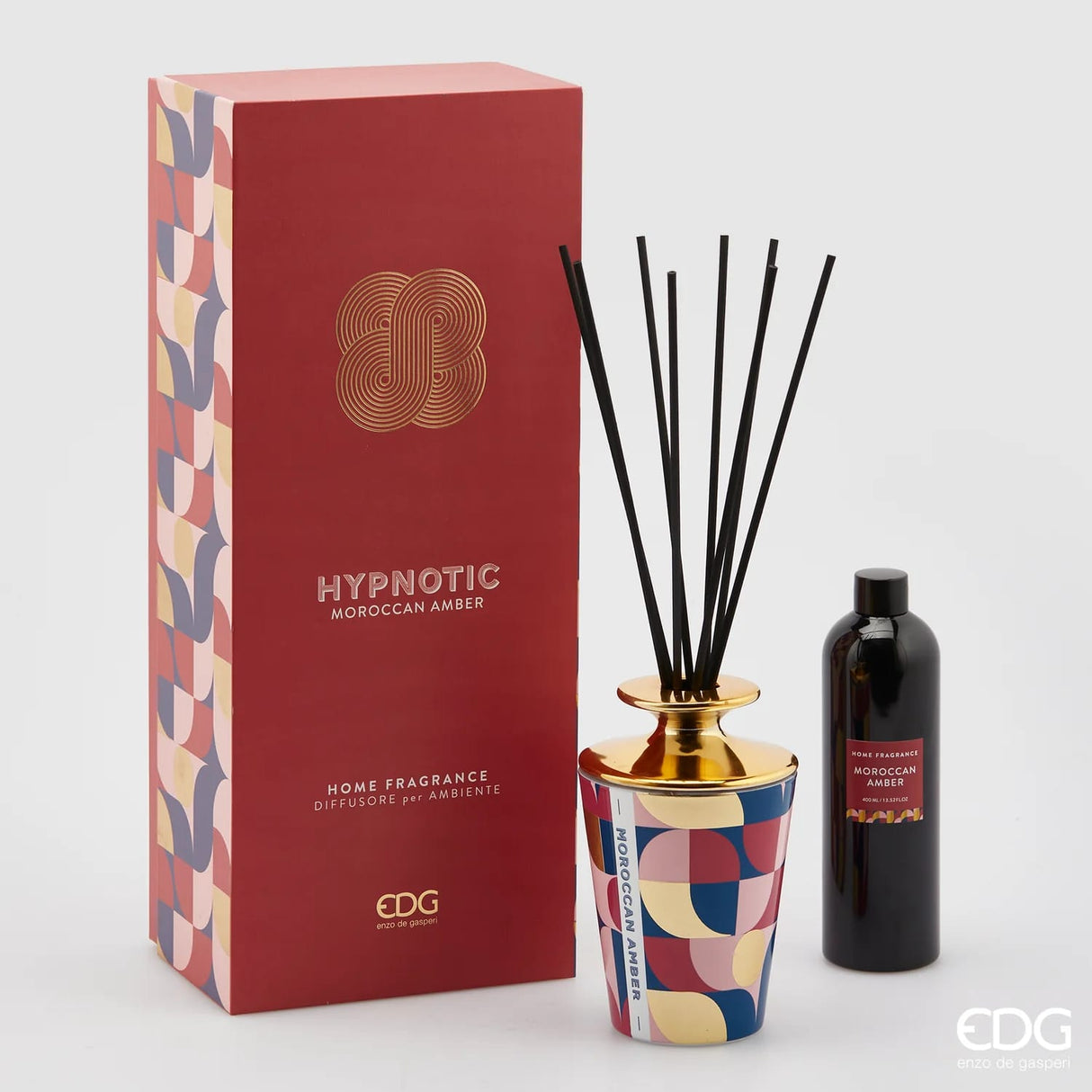 EDG Enzo De Gasperi Hypnotic Bottle Diffuser 400ml + Sticks H15 Moroccan Amber