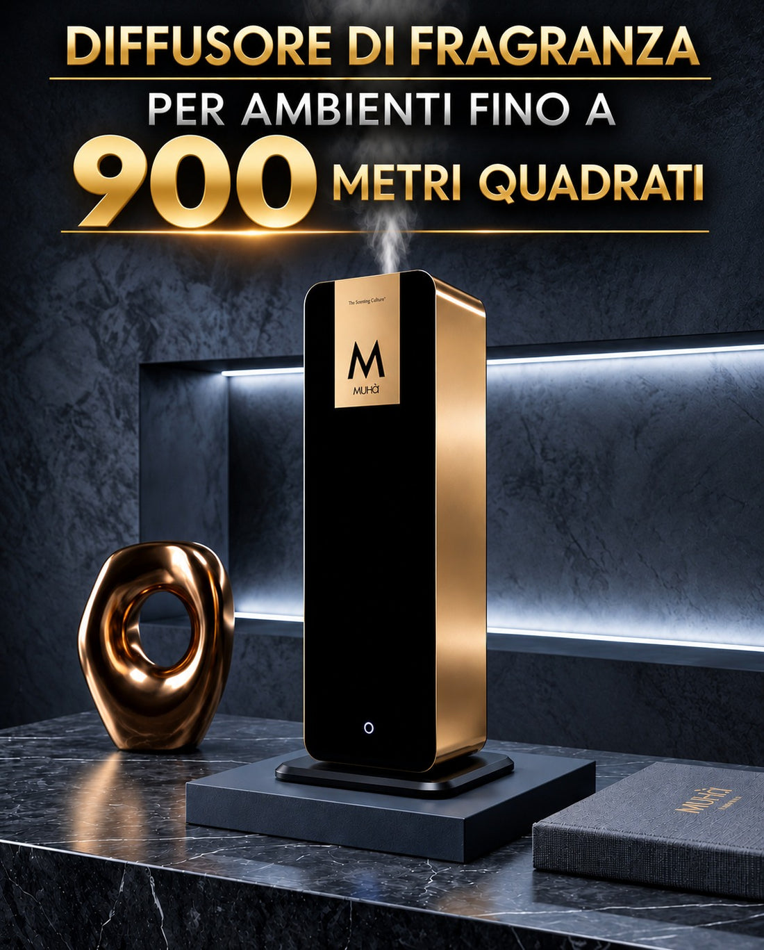 Muhà Colonna Diffusore Elettronico per Ambienti con Ricarica da 1 Litro – Profumatore Professionale fino a 900 m²
