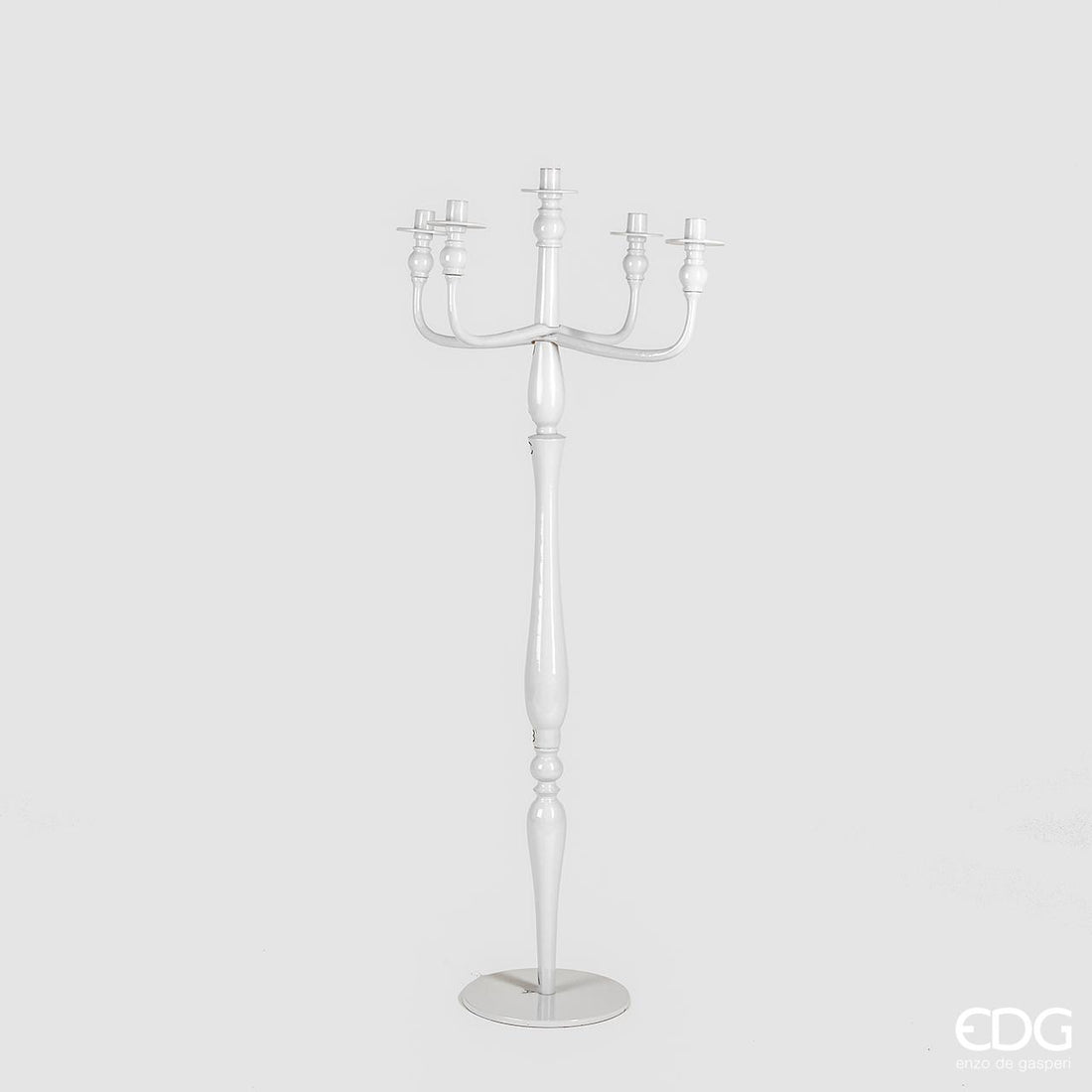 EDG Enzo De Gasperi Portacandela Glossy 5 Fiamme H 126 Cm D 57 Cm Bianco
