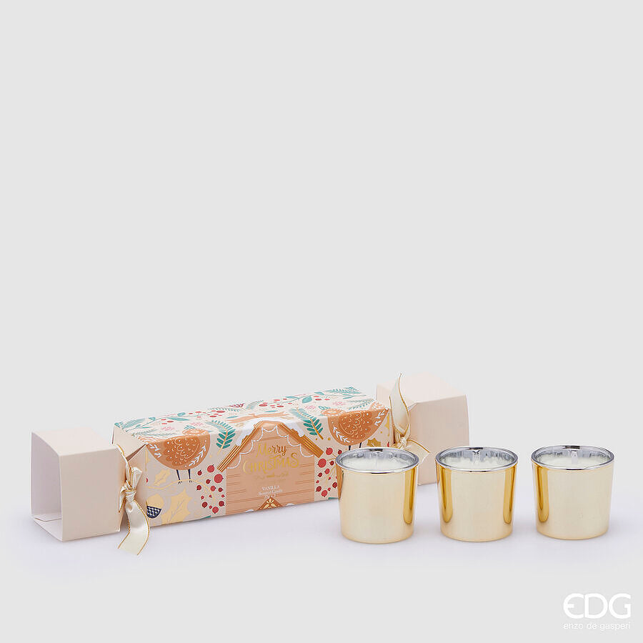 EDG Enzo De Gasperi Set 3 Candele Joyful Natale con Profumo H 5 Cm Black Vanilla
