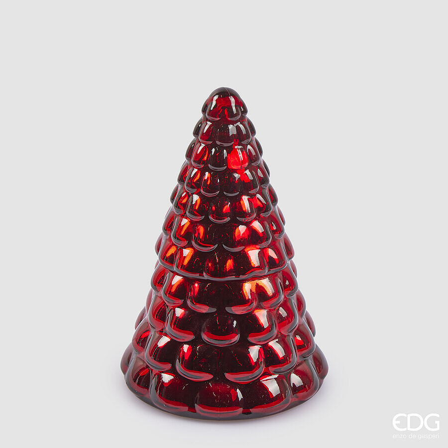 EDG Enzo De Gasperi Candela Natale Pino con Profumo Vaso H 19 Cm D 12 Cm Cranberry