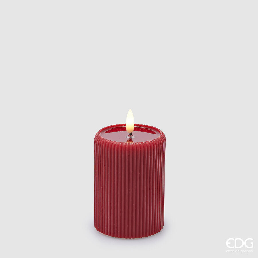 EDG Enzo De Gasperi Candela Led Lounge Moccolo H 10 Cm D 7,5 Cm Rossa