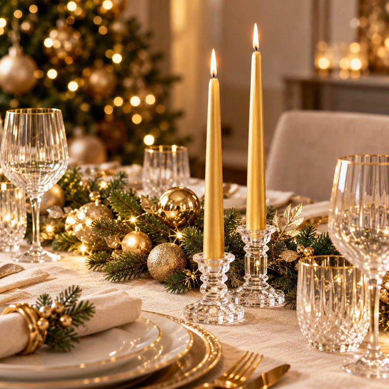 Edg Enzo De Gasperi Set 2 Candele a Stelo H25 Ø2,2 cm Oro – Candele Decorative Natale