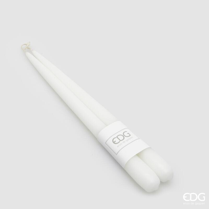 EDG Enzo De Gasperi Set 2 Candele a Stelo Bianche 30x2,2 cm – Candela Decorativa