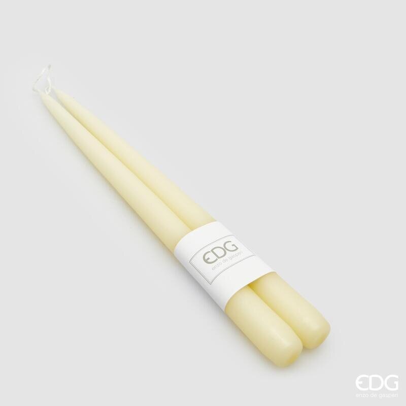 EDG Enzo De Gasperi Set 2 Candele a Stelo Ivory 30x2,2 cm – Candela Decorativa
