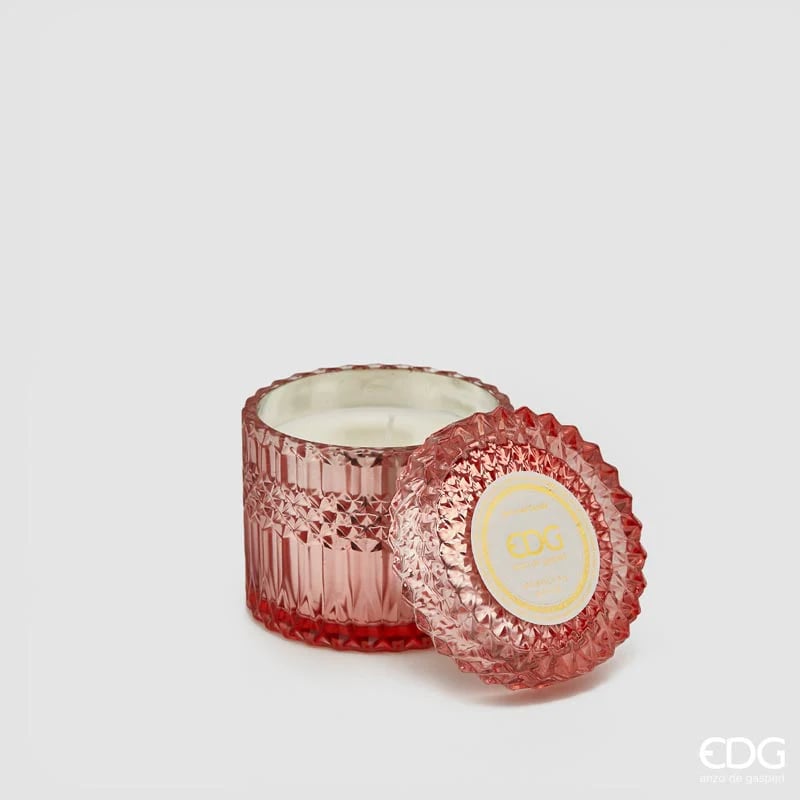 EDG Enzo De Gasperi Candela Crystal con Vaso + Scatola Regalo H 8,5 Cm D 9 Cm 160gr Rosa