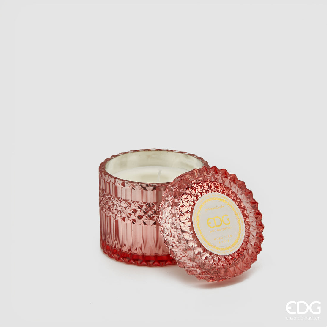 EDG Enzo De Gasperi Candela Crystal con Vaso + Scatola Regalo H 10,5 cm D 10,5 cm Rosa Pink