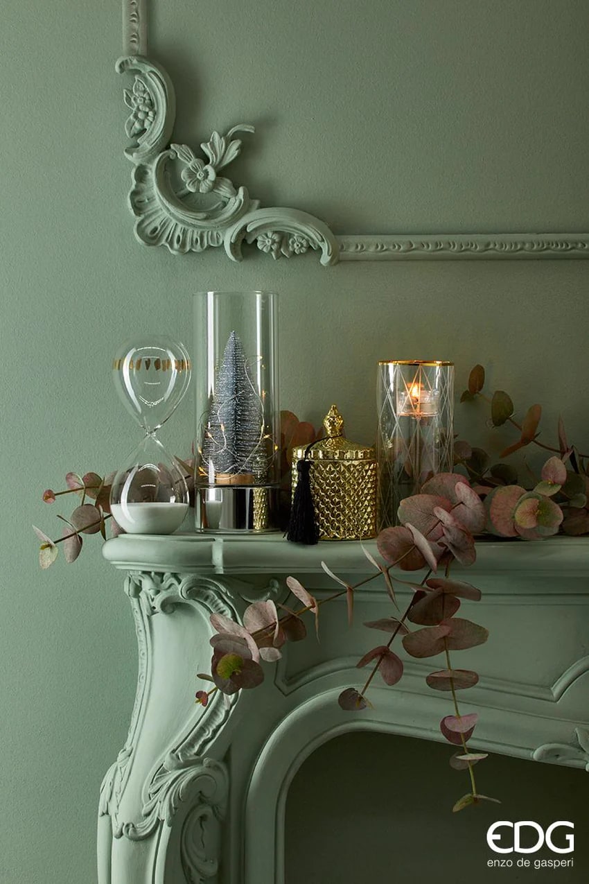 EDG Enzo De Gasperi Candle with Glass and Tassel H 14 cm D 8 cm Green Tea Bea