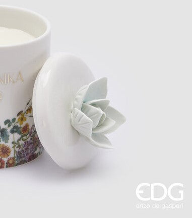 EDG Enzo De Gasperi Candela Botanika C/Ceram. H 13 Cm D 8 Cm C2 Olive Flowers
