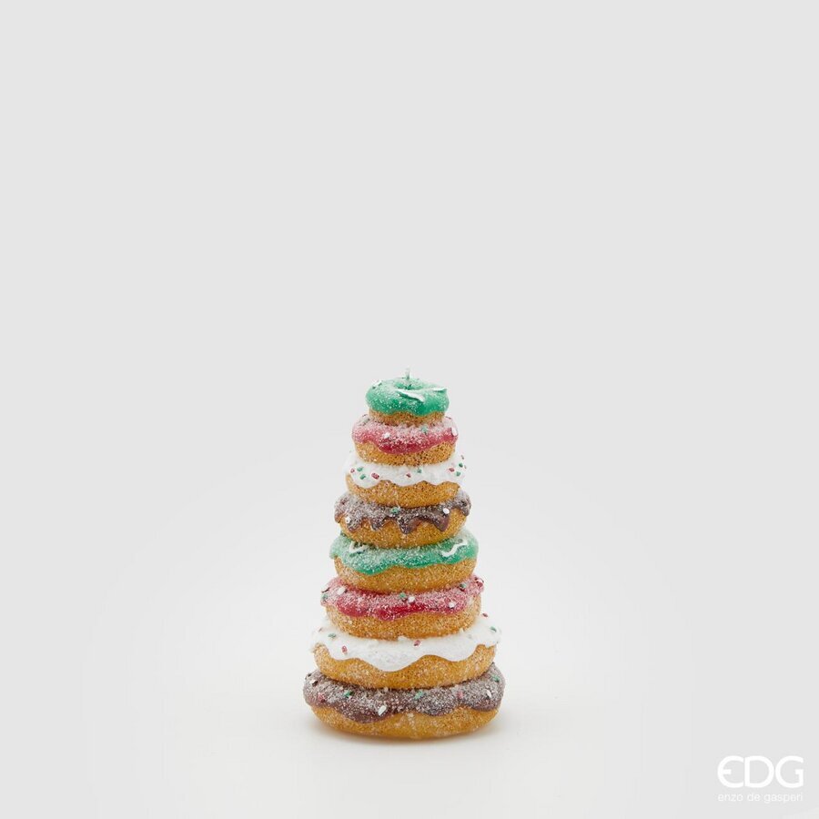 EDG Enzo De Gasperi Candela Ciambelle H 14 Cm D 9 Cm Verde Rosso