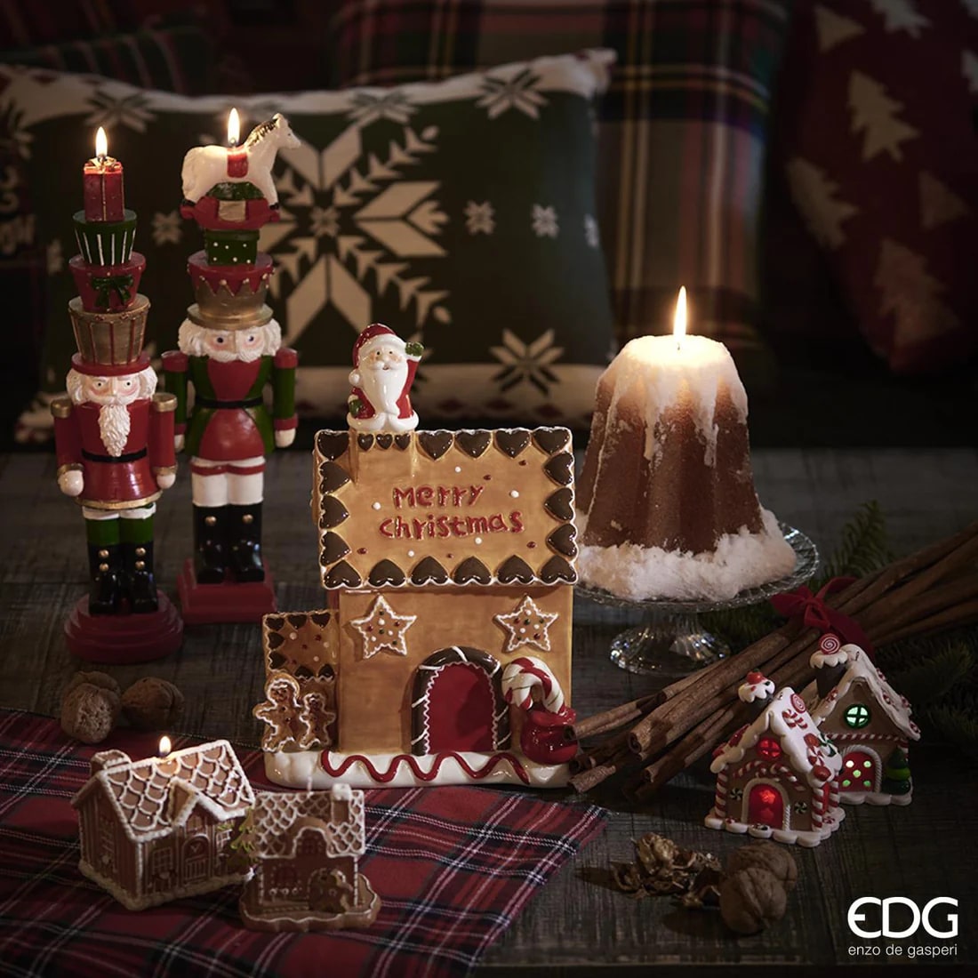 EDG Enzo De Gasperi Candela Natale Pandoro H 17 Cm D 15 Cm Camel