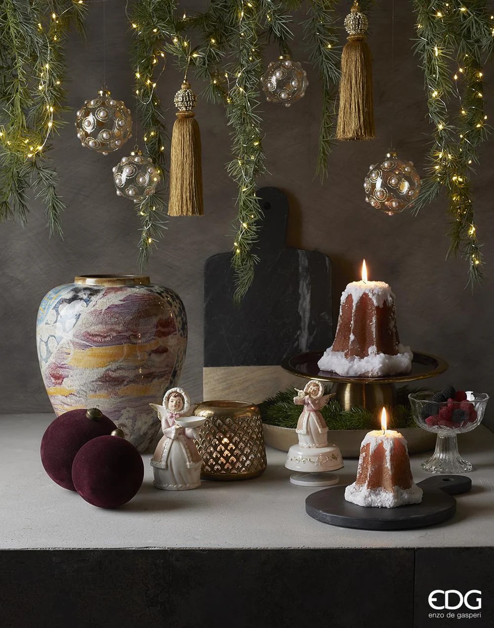 EDG Enzo De Gasperi Candela Natale Pandoro H 17 Cm D 15 Cm Camel