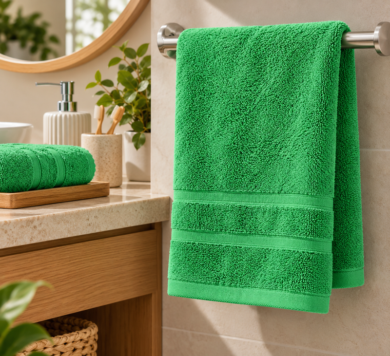 Androni Giocattoli Asciugamano Viso in Spugna Tinta Unita Verde Scuro – Salvietta Bagno Morbida e Assorbente