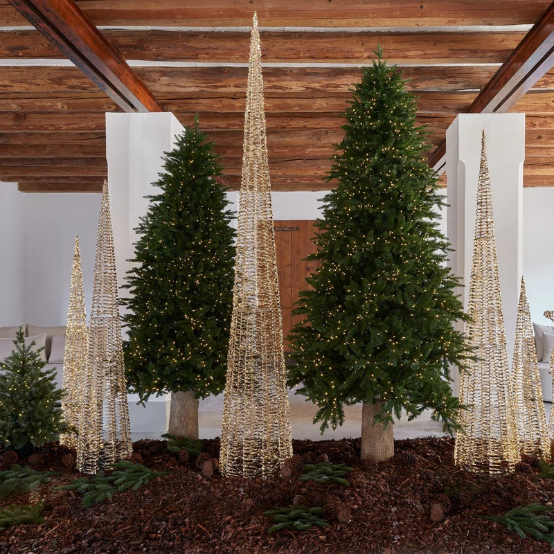 EDG Enzo De Gasperi Albero di Natale Led Stripes Cono 2400 MicroLed H 210 Cm D 40 Cm Gold