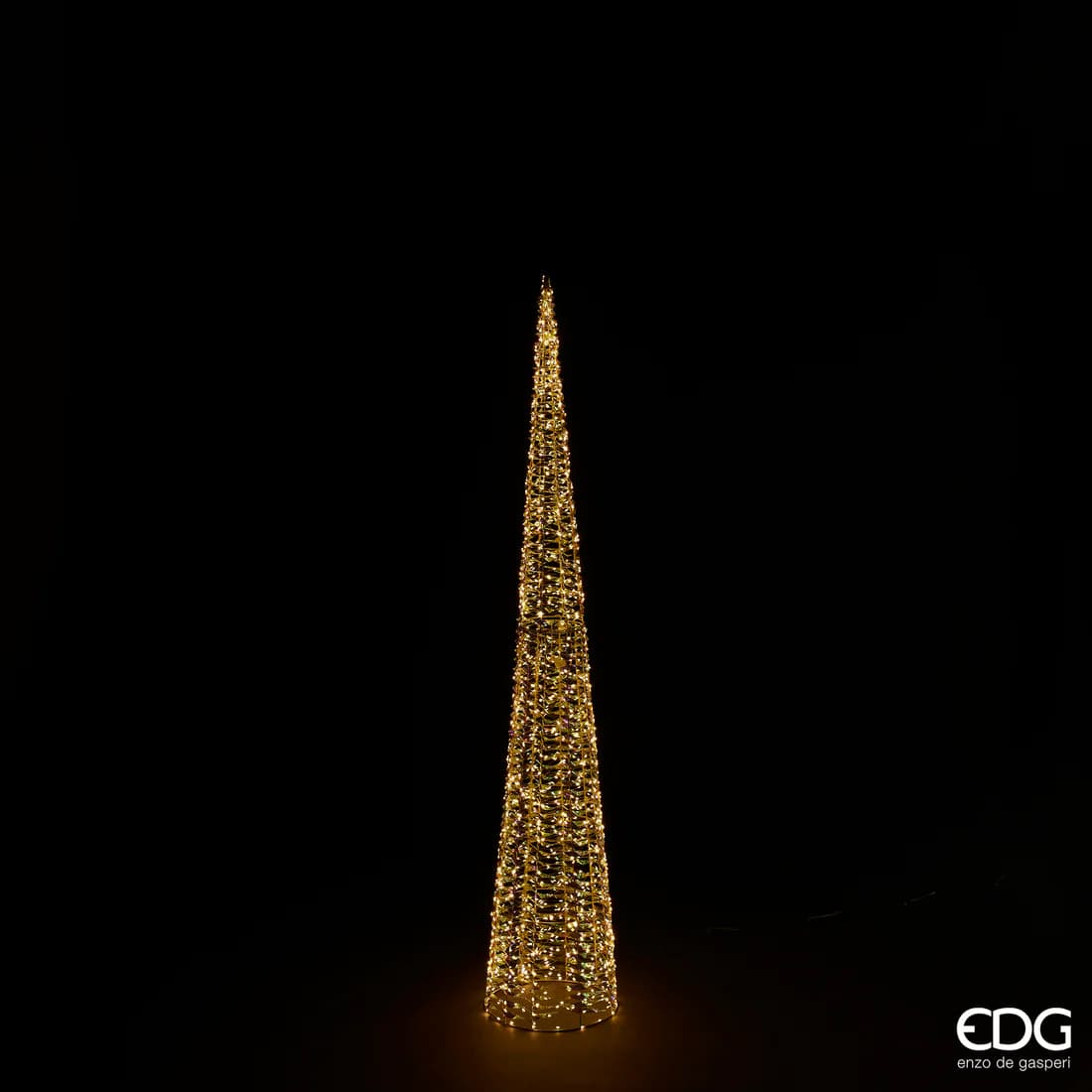 EDG Enzo De Gasperi Albero di Natale Led Stripes Cono 1800 MicroLed H 180 Cm D 34 Cm Oro