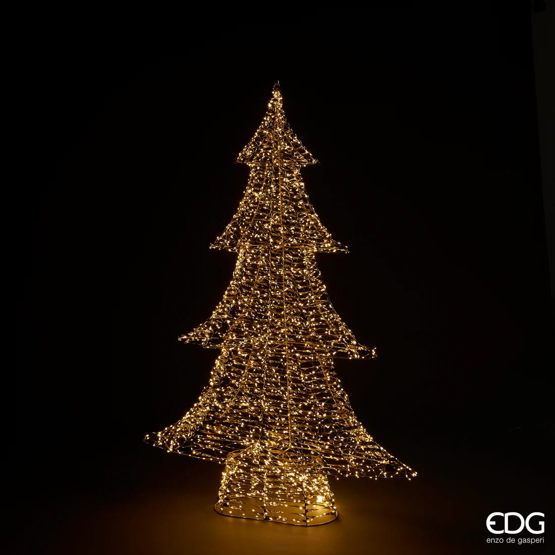 EDG Enzo De Gasperi Albero di Natale Led Stripes 1.800 MicroLed H 122 Cm L 82 Cm L 20 Cm Oro