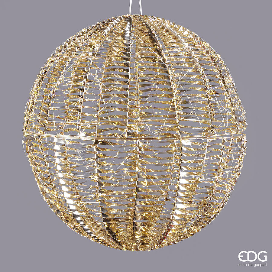 EDG Enzo De Gasperi Decoro Natale Stripes Sfera 1.440 MicroLed D 70 Cm IP 44 Gold