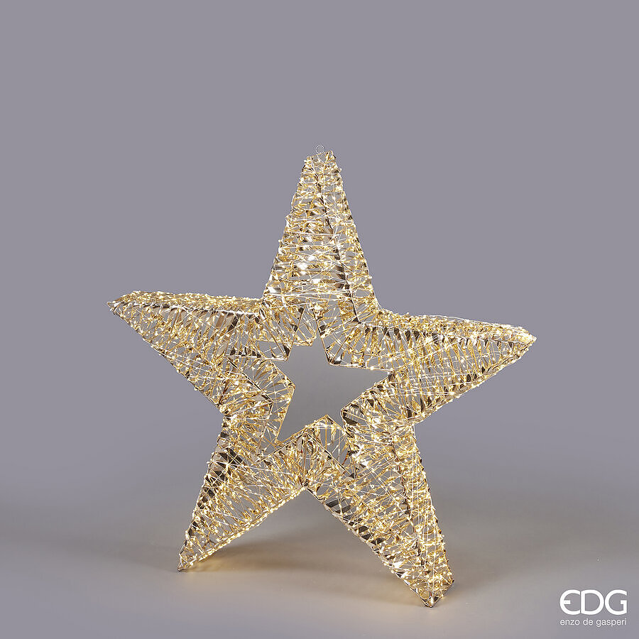 EDG Enzo De Gasperi Decoro Stripes Stella di Natale 1800 Microled D 80 Cm L 12 Cm Gold