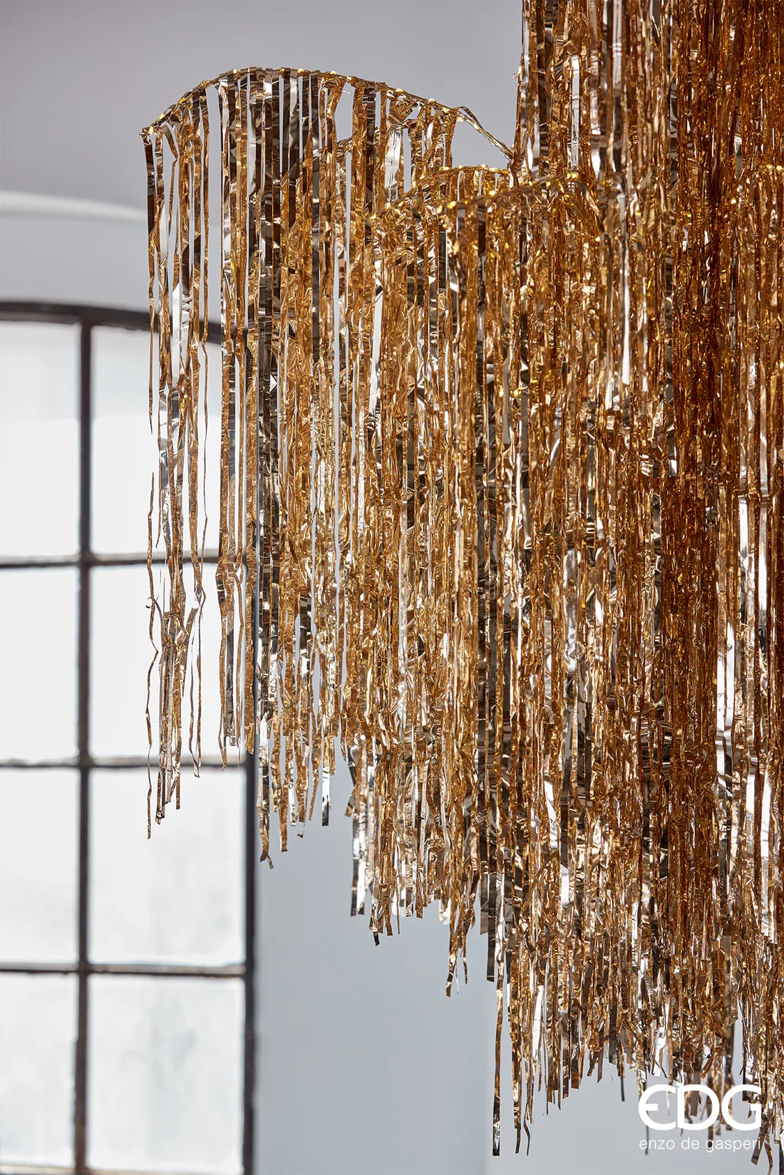 EDG Enzo De Gasperi Albero di Natale Led Frange 2.160 Microled H 300 Cm D 160 Cm Champagne