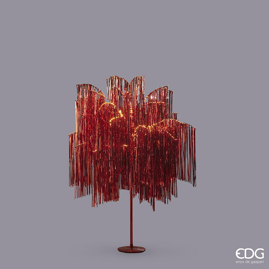 EDG Enzo De Gasperi Albero di Natale Led Frange 600 Microled H 150 Cm D 90 Cm Red