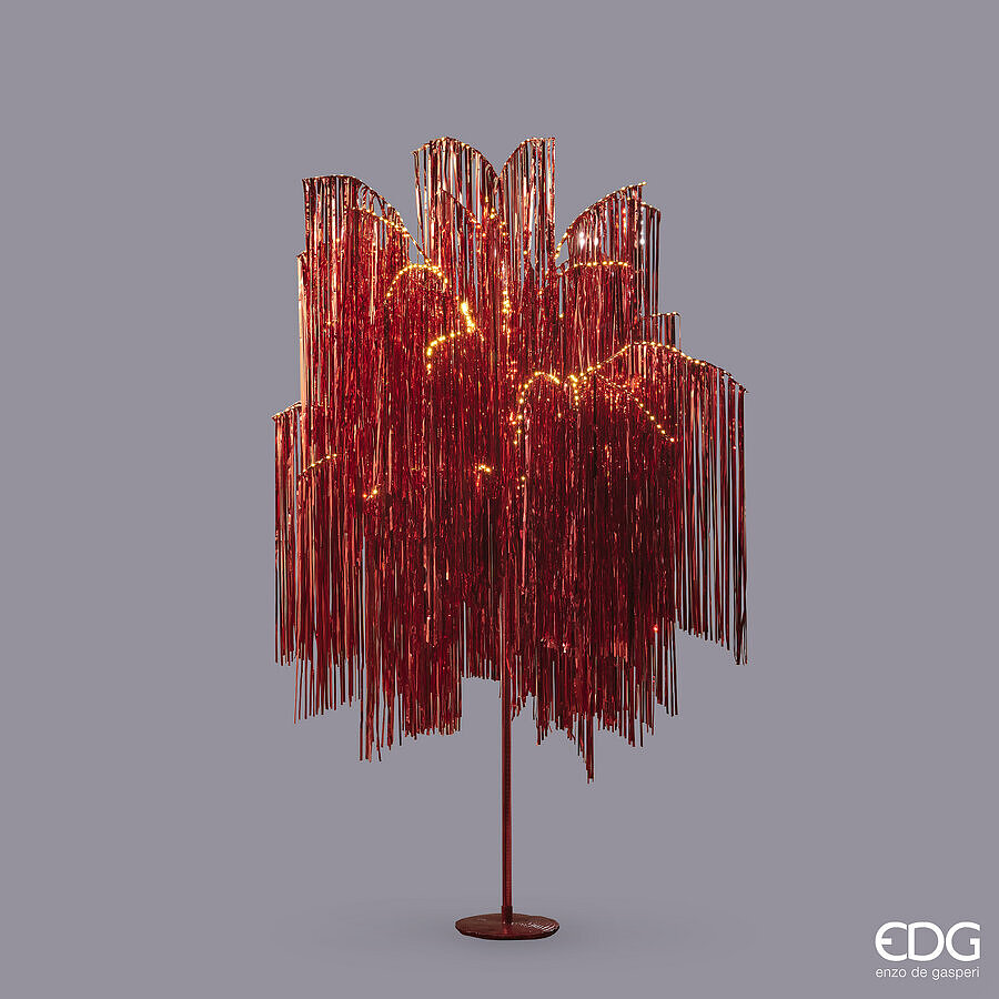 EDG Enzo De Gasperi Albero di Natale Led Frange 960 Microled H 180 Cm D 140 Cm Red
