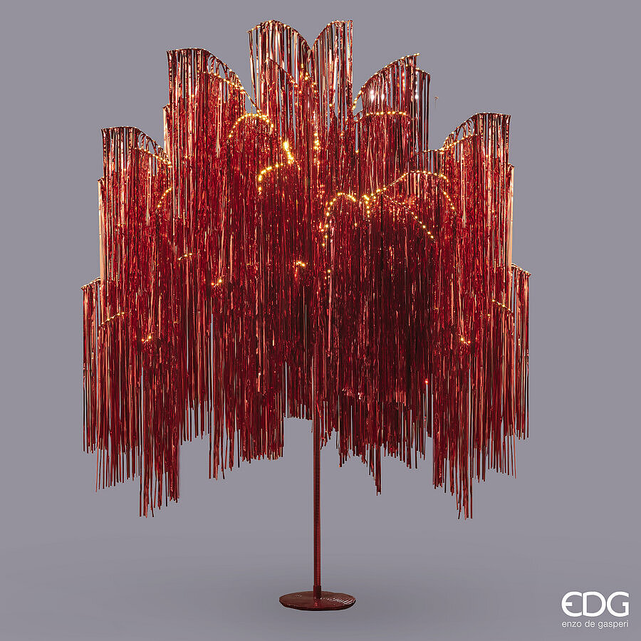 EDG Enzo De Gasperi Albero di Natale Led Frange 2.160 Microled H 300 Cm D 160 Cm Red