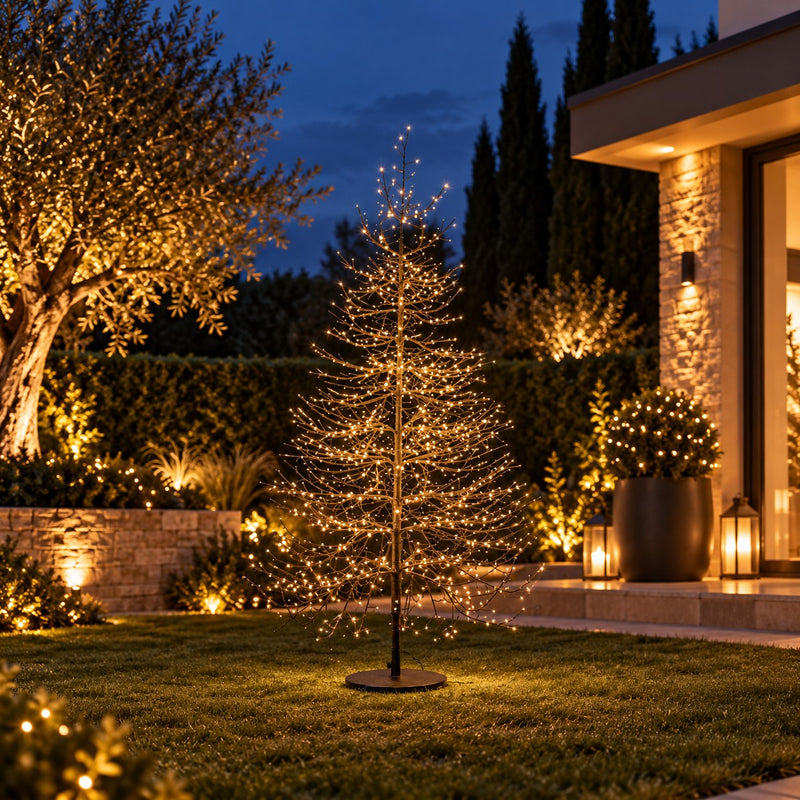 EDG Enzo De Gasperi Albero di Natale Faggio Rich Black 1940 MicroLED H180 Ø115 cm IP44 – Albero Luminoso da Esterno