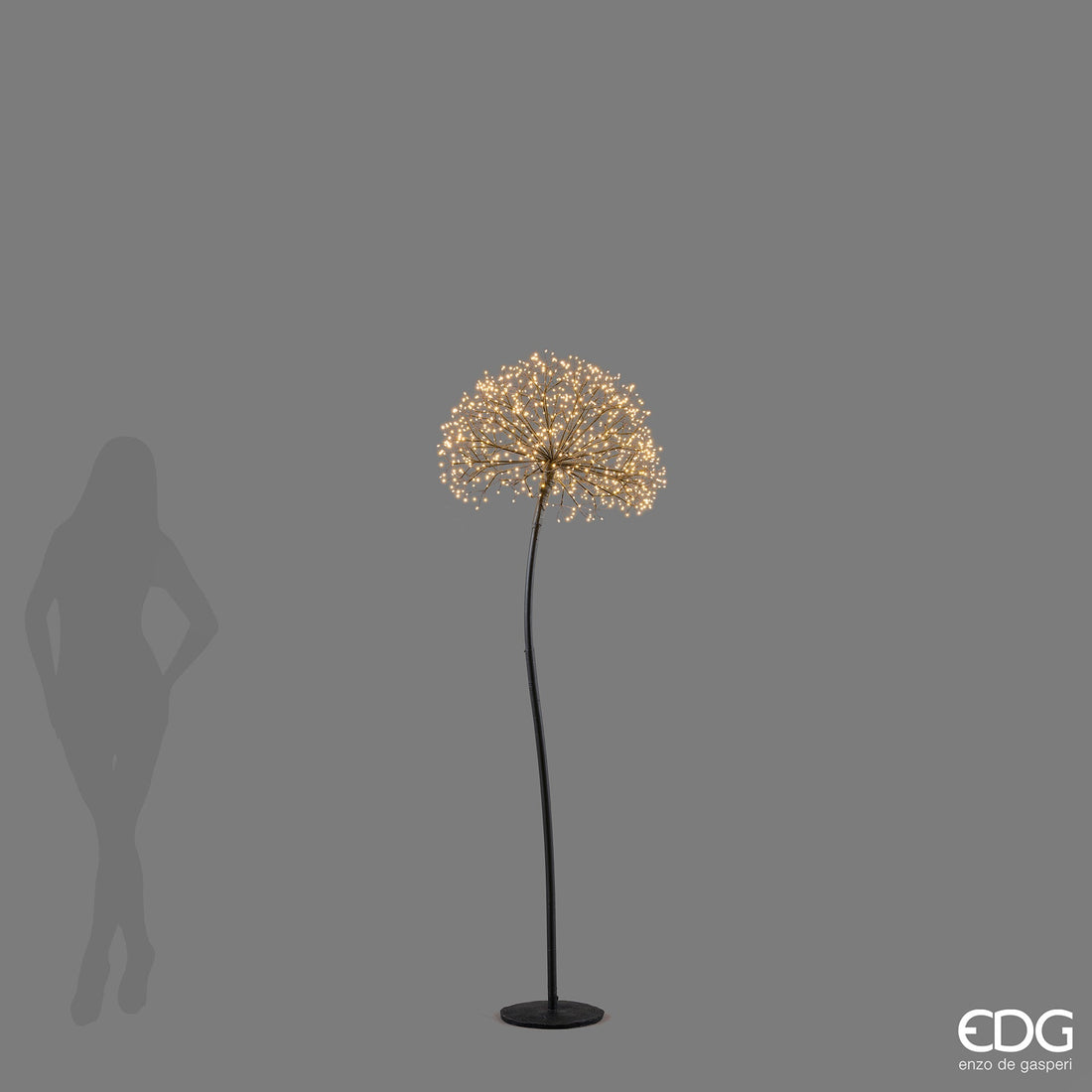 EDG Enzo De Gasperi Decoro Tarassaco Rich Nero 912 MicroLED H180 Ø50 cm IP44 – Decorazione Natalizia Luminosa