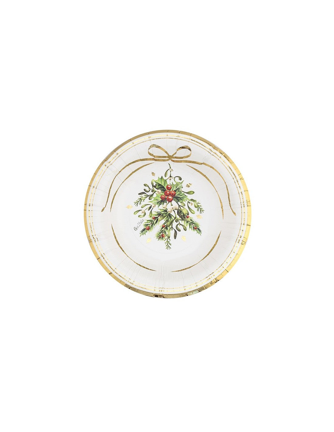 GIVI ITALIA Paper Christmas Plates (8 pcs) - Merry Gold Christmas 21 cm