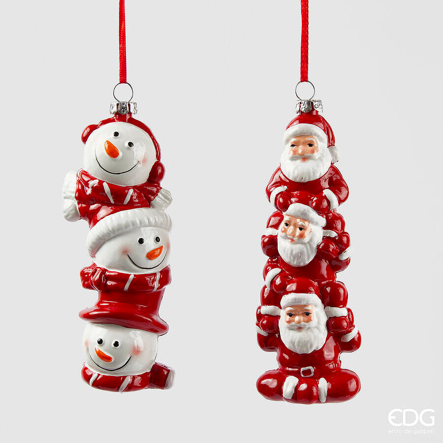 EDG Enzo De Gasperi Christmas Decoration Santa Snowman H 14.5 Cm L 6 Cm L 4 Cm White Red 1 Pc