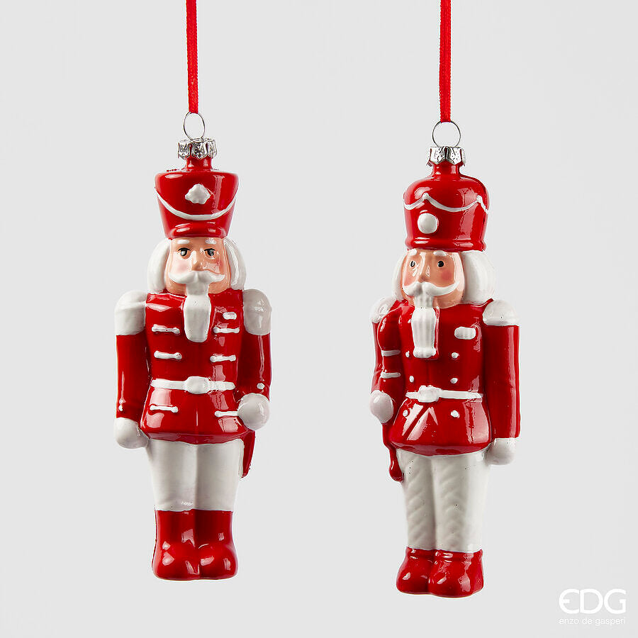 EDG Enzo De Gasperi Addobbo Natale Soldatino H 15 Cm L 4 Cm L 5,5 Cm Bianco Rosso 1 Pz