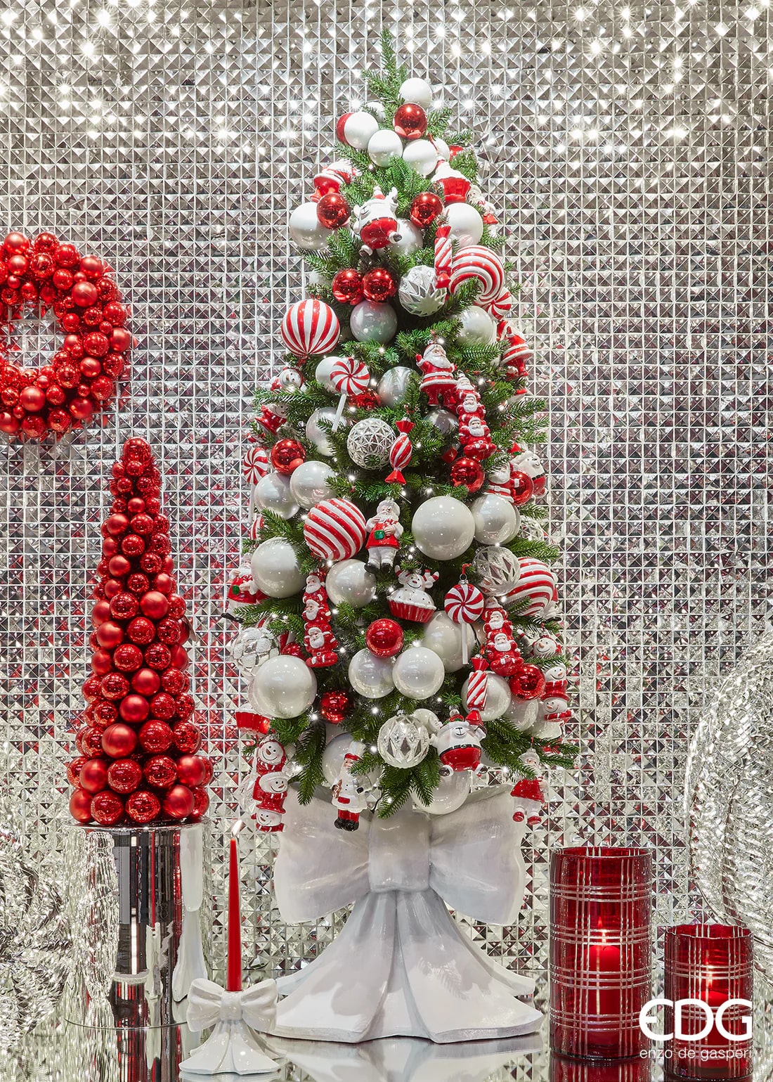 EDG Enzo De Gasperi Christmas Tree Base, Pine, White, H 45 cm L 43 cm L 43 cm