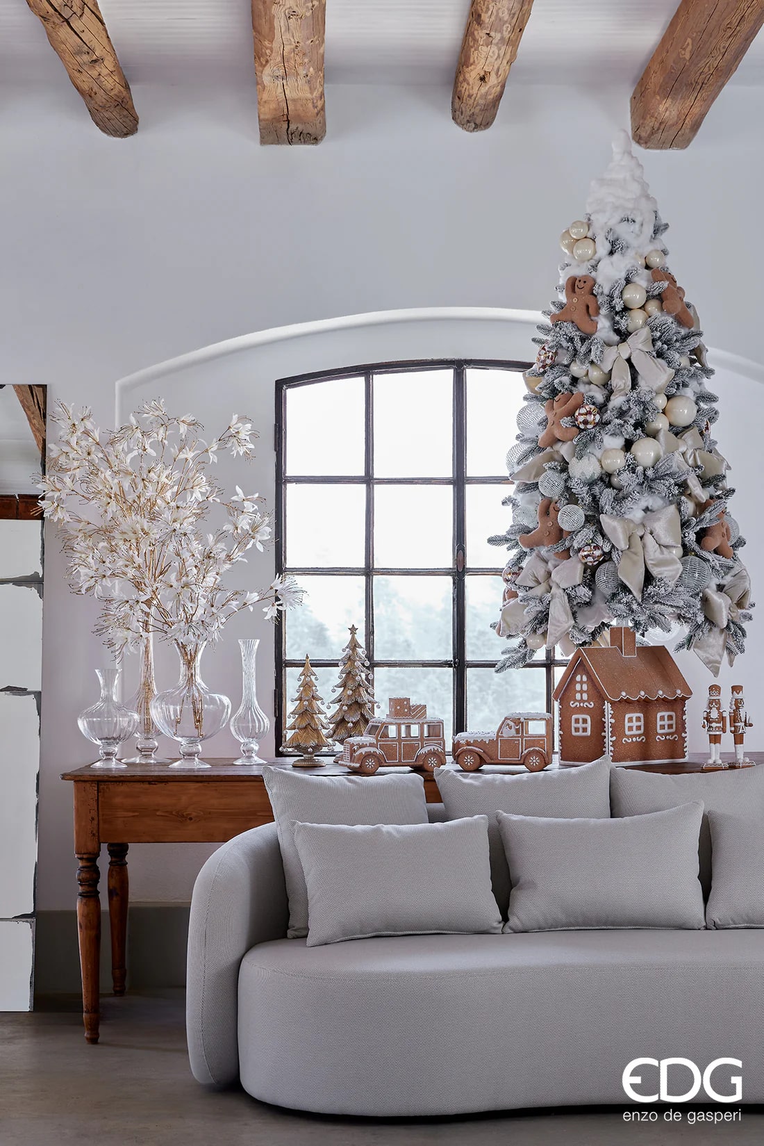 EDG Enzo De Gasperi Base per Albero Natale Pino Casetta Marzapane H 55 Cm 40 x 27 Cm Hazelnut