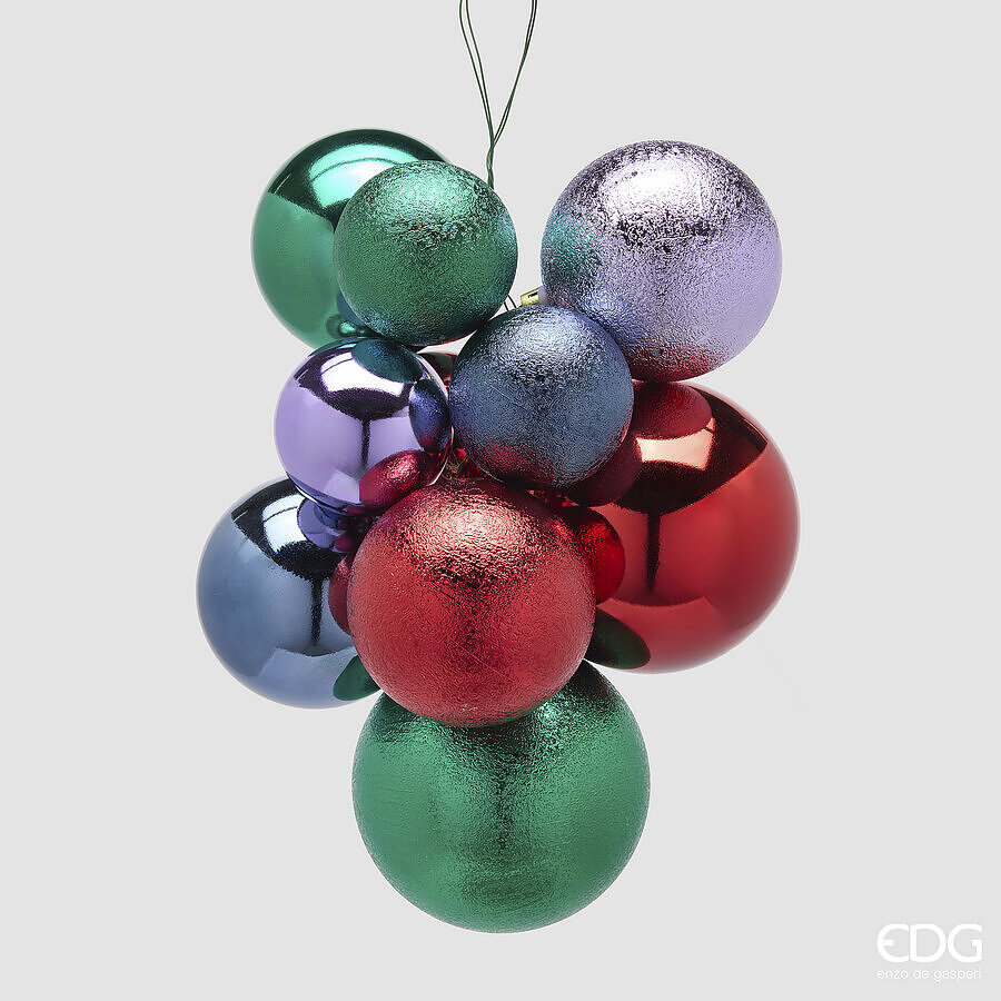 EDG Enzo De Gasperi Addobbo di Natale Grappolo 10 Pz Groove Mix - Modello 1