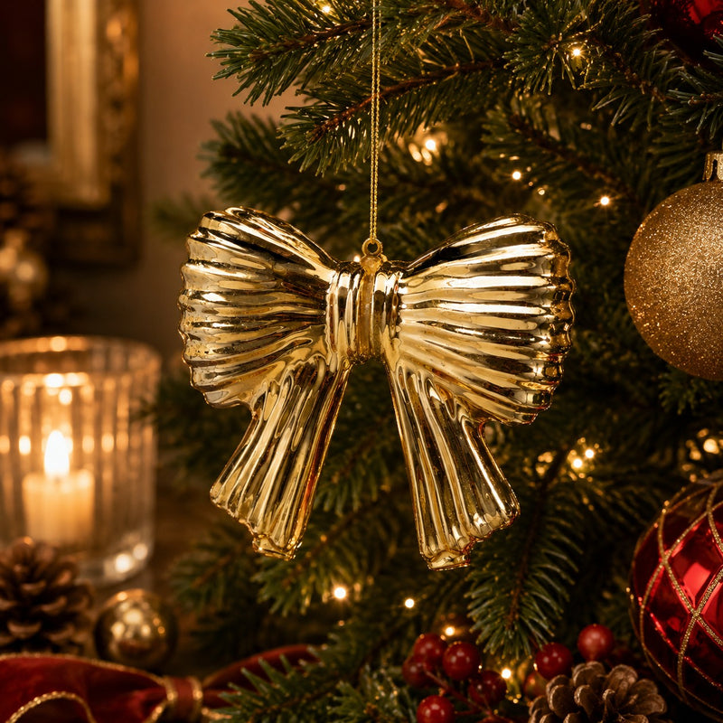 EDG Enzo De Gasperi Fiocco Natalizio da Appendere H11x13 cm Oro – Addobbo per Albero di Natale