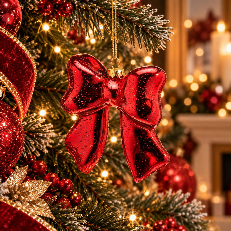 EDG Enzo De Gasperi Fiocco Decorativo Rosso H9,5 cm – Addobbo Albero di Natale