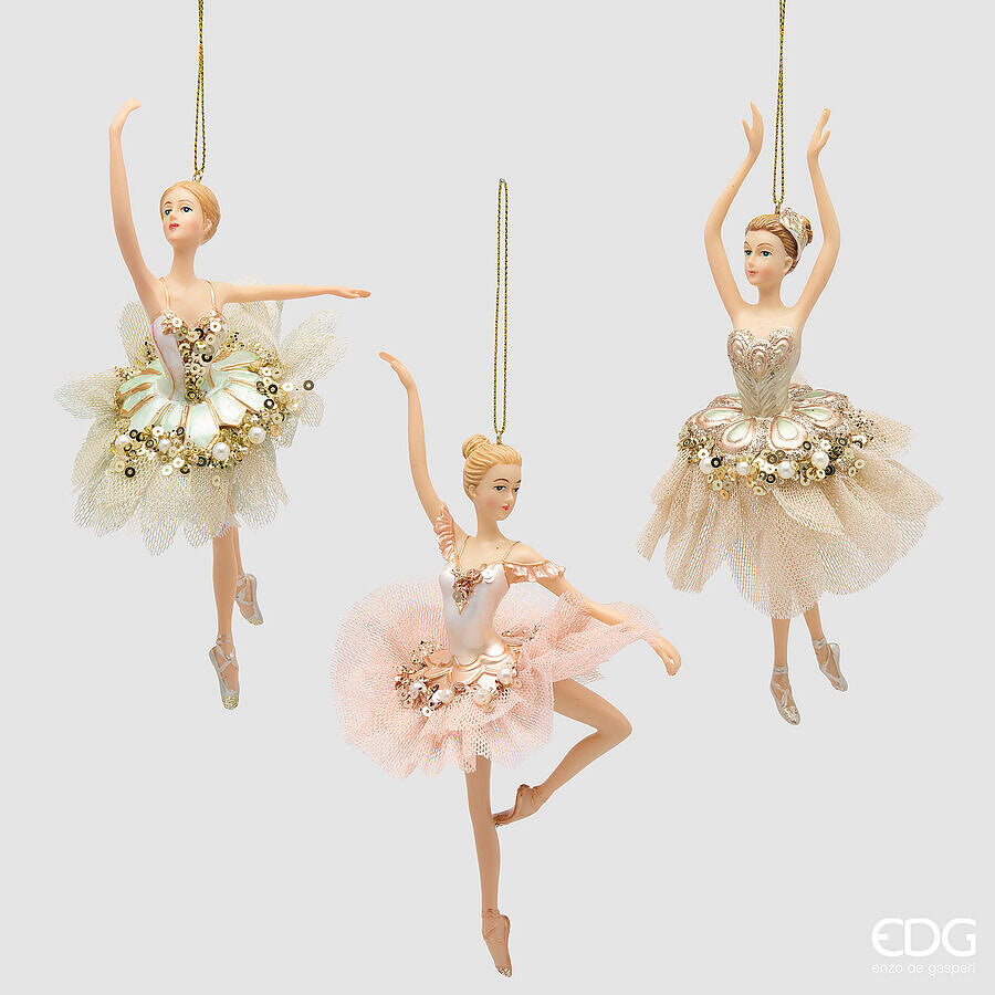 EDG Enzo De Gasperi Addobbo Ballerina Pink Mix H17 cm – 1 Pezzo Assortito Decorazione di Natale